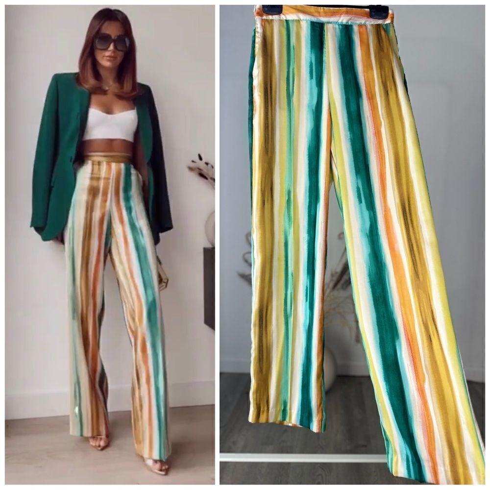 Zara STRIPED PRINT STRAIGHT CUT PANTS
MULTICOLORED - Picture 1 of 6